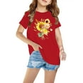 thumbnail image 1 of Sakmal Clothes For Kids Red Cotton Short Sleeve Floral 3-7y Crew Neck Daily Life Vacation Outfits For Kids, 1 of 5