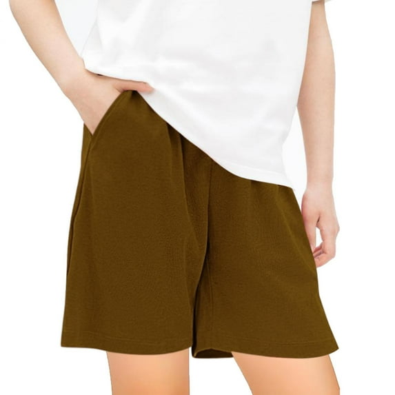 Sakmal Clothes for Kid Baby Boy Girl Brown daily life solid with pocket kids shorts gitls and boys