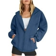 thumbnail image 1 of Sakmal Coats for Women Blue Lightweight Athleisure Long Sleeve with Pockets Solid Comfy Womens Jackets and Coat, 1 of 5