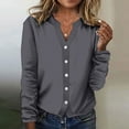thumbnail image 1 of Sakmal Winter Coats for Women Gray Casual Long Sleeve Sleeve Comfy Solid Button Down Jackets for Women Plus Size, 1 of 5