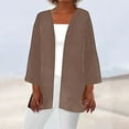 thumbnail image 1 of Sakmal Coats for Women Plus Size Cover-Up Elbow-Length Brown Solid Cardigan Flowy Loose Fit Jacket for Ladies, 1 of 5