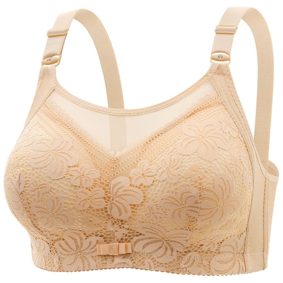 Sakmal Comfy Bras for Women Beige Wireless Full-Coverage Push-Up Bra Ladies Bra Plus Size