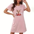 thumbnail image 1 of Sakmal Comfy Mumu Nightgowns for Women Oversized Christmas Lightweight Pink Mumu Dress Short Crew Neck Reindeer Print Short Sleeve Nightgowns S-2XL, 1 of 4