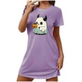 thumbnail image 1 of Sakmal Comfy Mumu Nightgowns for Women Oversized Purple Soft Halloween Sleepshirt Crew Neck Short Ghost Print Short Sleeve Nightgowns S-2XL, 1 of 4
