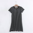 thumbnail image 1 of Sakmal Comfy Nightgowns for Women 100% Cotton Sleep Dress Short Sleeve Black Striped Nightgowns, 1 of 5