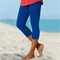 thumbnail image 1 of Sakmal Comfy Pants for Women Cropped Blue Yoga Workout Lace High Waisted Trousers for Ladies, 1 of 6