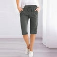 thumbnail image 1 of Sakmal Comfy Pants for Women Gray Cropped Solid Knot Capri with Pockets Ladies Trousers, 1 of 6
