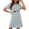 thumbnail image 1 of Sakmal Comfy Sleepwear for Women Christmas Soft Blue Plus Size Moomoo Dress Short Sleeve Short Santa Claus Print Crew Neck Nightgowns S-2XL, 1 of 4