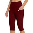 thumbnail image 1 of Sakmal Compression Leggings Women Stretchy Red Mid Rise Buttery Soft Yoga Pants Solid Cropped Workout Leggings, 1 of 8