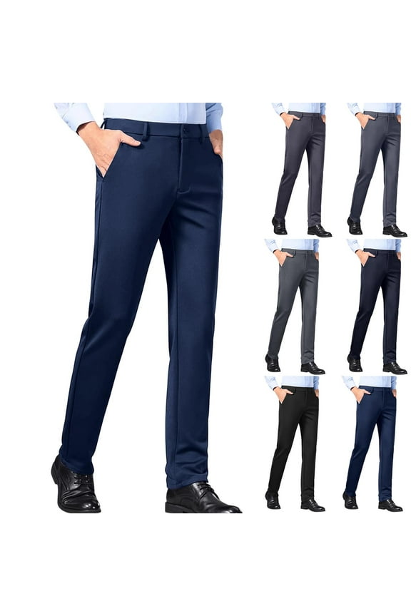 Cooling Khaki Pants Men Dress Straight Leg Trousers Black Stretch Mens Chino Pants