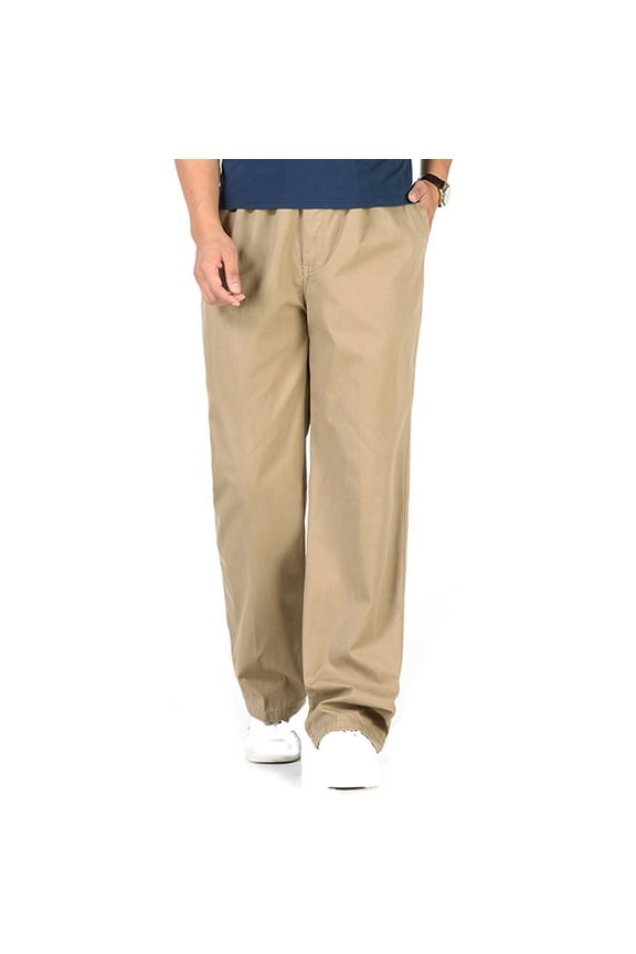 Cotton Khaki Pants Men Work Straight Leg Yellow Lightweight Chino Pants Men XXL