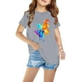 thumbnail image 1 of Sakmal Cotton Kids Clothes Gray Floral Short Sleeve 3-7y Crew Neck Daily Life Big Kids Tops Boy And Girl, 1 of 5