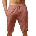 thumbnail image 1 of Sakmal Cotton Linen Shorts for Men Knee Length Bermuda with Pockets Red 9 Inch Solid Summer Mens Shorts XL, 1 of 5