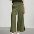 thumbnail image 1 of Sakmal Cotton Linen Womens Pants Khakis Work Wide Leg High Waisted Solid Green Pants with Pockets, 1 of 8