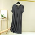 thumbnail image 1 of Sakmal Cotton Moomoo Nightgowns for Women Comfy Pajama Dress Gray Short Sleeve Nightgowns for Women, 1 of 5