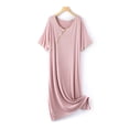 thumbnail image 1 of Sakmal Cotton Nightgowns for Women Soft Cotton Cloud-Like Cozy Pink Loungewear Long Short Sleeve Solid Crew Neck Nightgowns, 1 of 9
