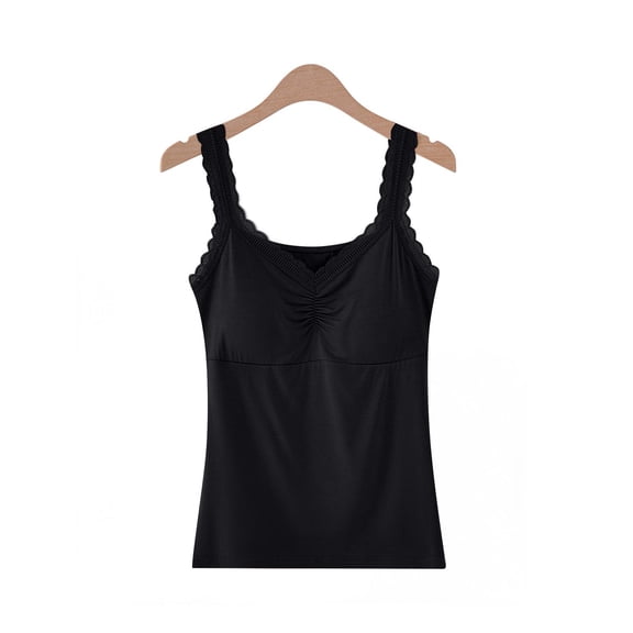 Sakmal Cotton Pajama Tops for Women Pullover Sleeveless Tank Top Crew Neck Black Tank Top for Women