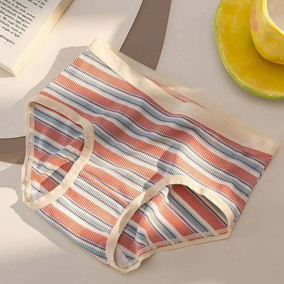 Sakmal Cotton Panties Briefs High Waisted Panties Stretch Orange Womens Underwear M