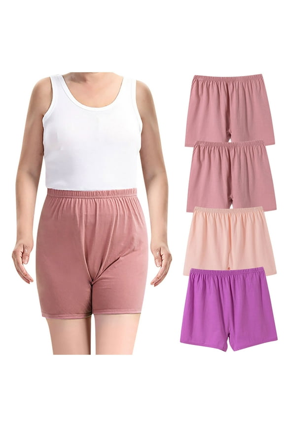 Cotton Panties for Women Pack Boyshorts Plus Size High Waisted Boxers Panties Comfort Pink Womens Underwear 3XL,4-Pack