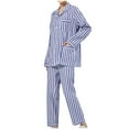 thumbnail image 1 of Sakmal Cotton Summer Pajamas for Women Set Striped Long Sleeve Shirt and Pants Plus Size Pjs ,Blue,L, 1 of 5