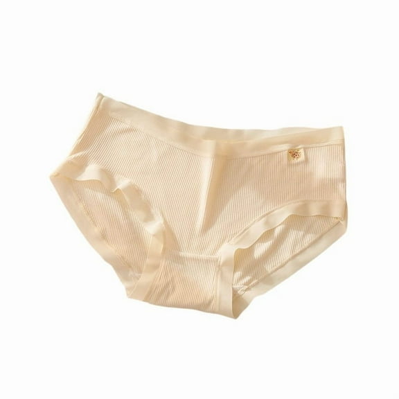 Sakmal Cotton Women Underwear Briefs Plus Size Panties Stretch Beige Womens Panties M