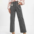 thumbnail image 1 of Sakmal Cotton Women's Pants High Waisted Straight Leg Khakis Corduroy Gray Solid Pants with Pockets, 1 of 8