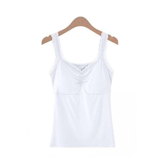 Sakmal Cotton Womens Pajama Tops Sleeveless Pullover Tank Top Crew Neck White Tank Top for Women