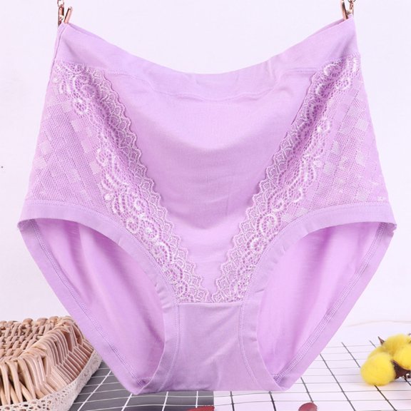 Sakmal Cotton Womens Underwear Plus Size Briefs Full Coverage Panties Stretch Purple Panties for Ladies XL