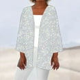 thumbnail image 1 of Sakmal Cover-Up Coats for Women Plus Size Silver Elbow-Length Loose Fit Flowy Glitter Cardigan Ladies Jackets, 1 of 5