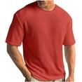 thumbnail image 1 of Sakmal Crew Neck Casual Shirt Mens Short Sleeve Red T-Shirt Ribbed Comfort Summer Daily Tops, 1 of 5