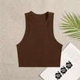 thumbnail image 1 of Sakmal Crew Neck Summer Tanks for Womens Brown Ribbed Slim Sexy Summer Sleeveless Tops, 1 of 3