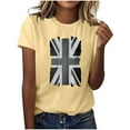 thumbnail image 1 of Sakmal Crew Neck T Shirts for Women Graphic Union Jack Short Sleeve Tops Casual T-Shirts Going Out Tops, 1 of 4