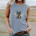 thumbnail image 1 of Sakmal Crew Neck Women Tank Tops Graphic Blue Sleeveless Bee Comfort Fit Sleeveless Shirts, 1 of 4