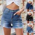 thumbnail image 1 of Sakmal Cut off Shorts for Women Wide Leg Jean Denim High Waisted Stretchy Solid Black Womens Shorts with Pockets, 1 of 8
