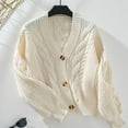 thumbnail image 1 of Sakmal Cute Cardigan Sweaters Womens Cropped Button Down Trendy Cardigan Beige Long Sleeve Sweater Top, 1 of 5