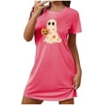 thumbnail image 1 of Sakmal Cute Moomoo Nightgowns Women Cloud-Like Halloween Loose Pink House Dress Short Crew Neck Ghost Print Short Sleeve Nightgowns S-2XL, 1 of 4