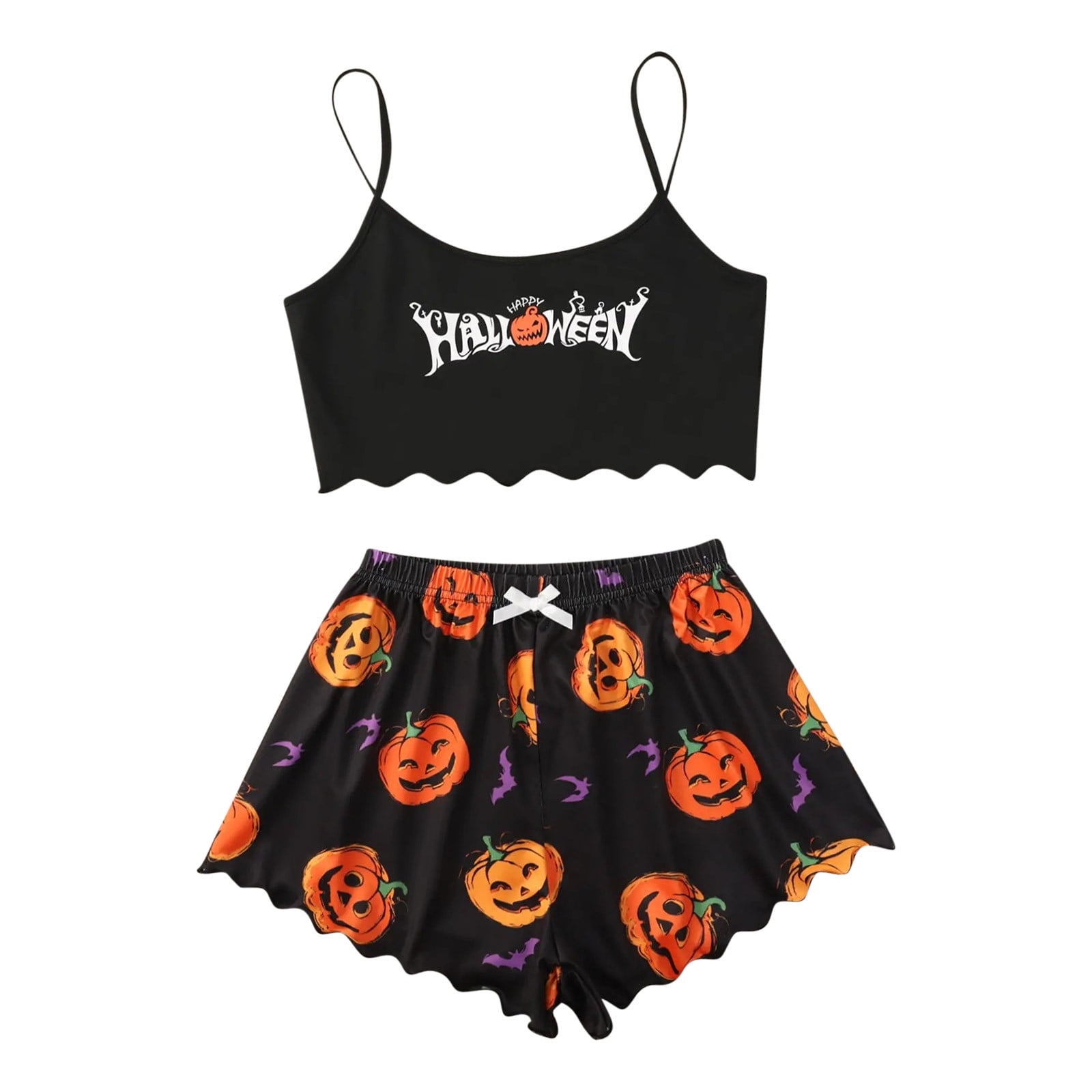 Sakmal Cute Pajamas for Women Set Sleeveless Halloween Shorts and Tank ...