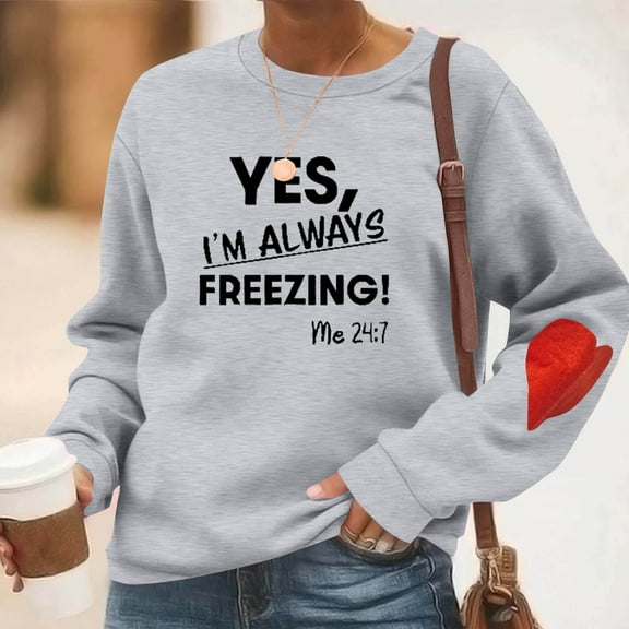 Sakmal Cute Sweatshirts Women Gray Sweatshirts Casual Letter Print Fall Fashion Tops