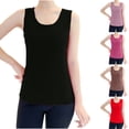 thumbnail image 1 of Sakmal Cute Tank Tops Women Crew Neck Plus Size Shirts Spring Brown Solid Womens Tank Tops 4XL, 1 of 5