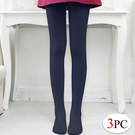 Sakmal Dance Fleece Lined Tights Navy 3 Pair Opaque Pantyhose High Waisted Tight for Women
