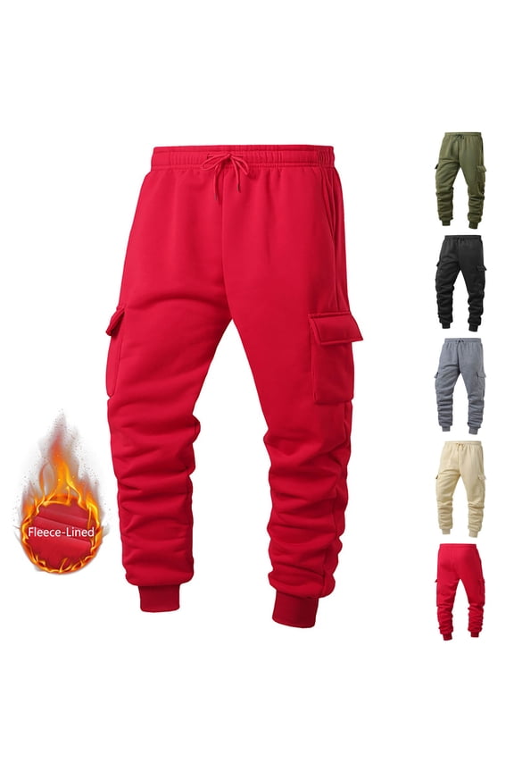 Drawstring Jogger Sweatpants Men Elastic Bottom Fleece Lined Pants Green Spring Outdoor Activity Mens Sweatpants L