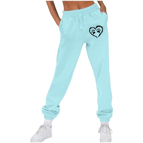Sakmal Sweatpants for Women Fleece Lined Lightweight Joggers Pants 30" Inseam Solid Blue with Pockets Sweatpants Women S