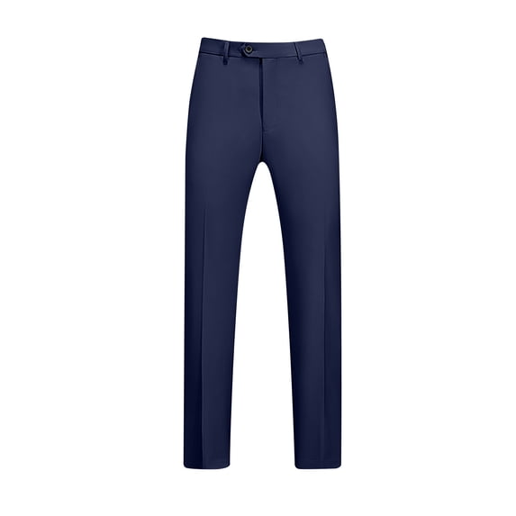 Sakmal Dress Plus Size Pants for Men Full Blue Solid Button Business Flat-Front Trendy Trouser for Men