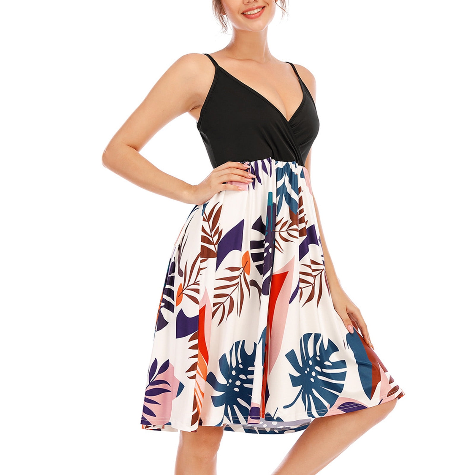 Sakmal Dresses Deal for 2024 Knee Length Patchwork Green Slip Dress