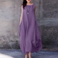 thumbnail image 1 of Sakmal Dresses for Curvy Women Purple Tank Maxi Plus Size Dress Boat Neck Sleeveless Solid Dresses, 1 of 6