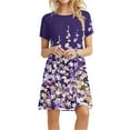 thumbnail image 1 of Sakmal Dresses for Women 2024 Casual Spring Mid-Length Crew Neck Short Sleeve Loose Fit Basic Floral Sundress, 1 of 5