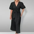 thumbnail image 1 of Sakmal Dresses for Women Elegant Solid Puff Sleeve Comfort Fit Black Short Sleeve Maxi Shirt Dress, 1 of 7