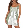 thumbnail image 1 of Sakmal Dresses for Women Mini Green Square Neckline Gradient Evening Party Patent Leather Sleeveless Sexy Bodycon Dress, 1 of 6