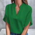 thumbnail image 1 of Sakmal Dressy T Shirts Womens Short Sleeve Basic V-Neck Shirts Green Womens Summer Tops, 1 of 6