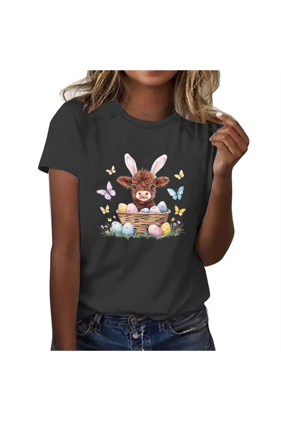 Easter Eggs T Shirts For Women Black Bandeau Lace Neckline Tshirts Cooling Short Sleeve T Shirts For Women XXL